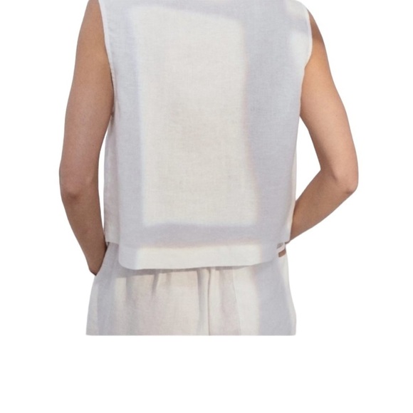 NWT Lunya Woven Linen Sleeveless Shirt Sincere White Size M Tank - Picture 3 of 16